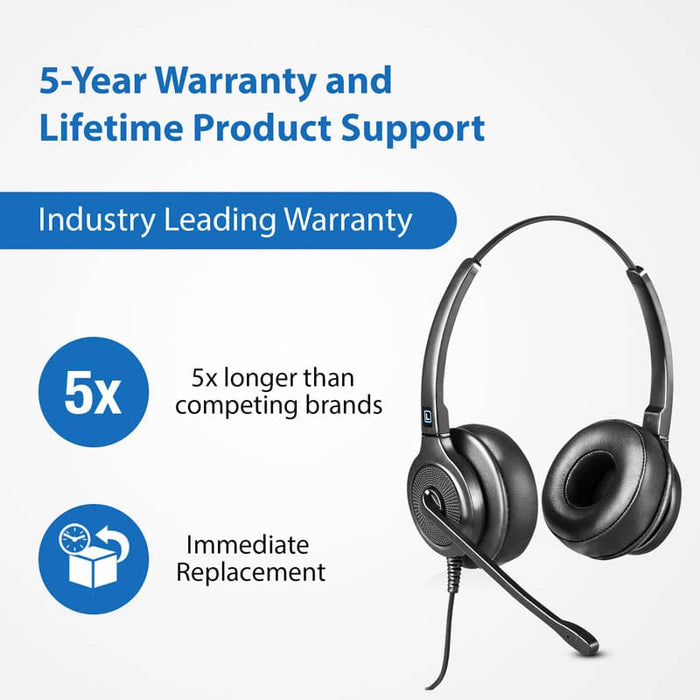 Leitner LH255XL super reliable corded office headset 5 year warranty full replacement