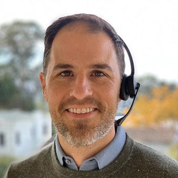 Rick wearing a Leitner LH270 wireless phone and computer headset