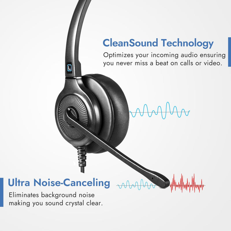 Leitner wired headset for 2.5mm landline setup