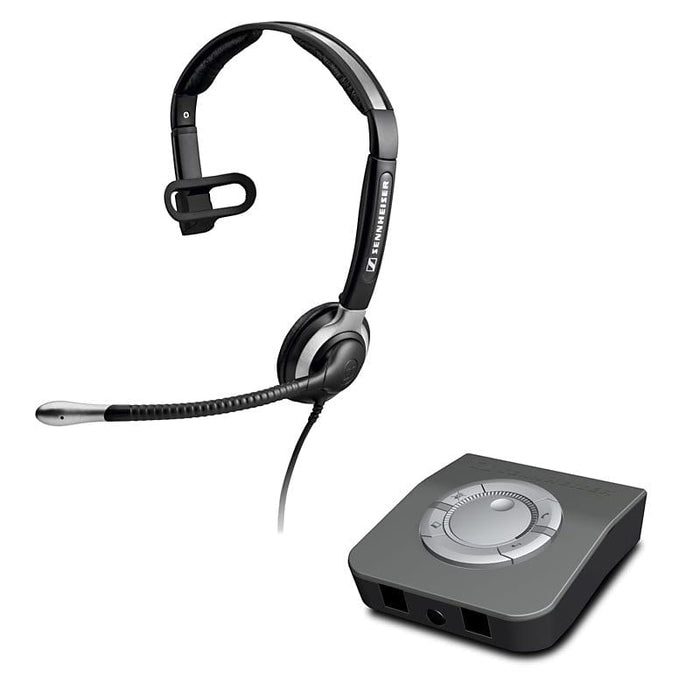 The Sennheiser CC 510 monaural headset with the Sennheiser Corded Headset Amplifier