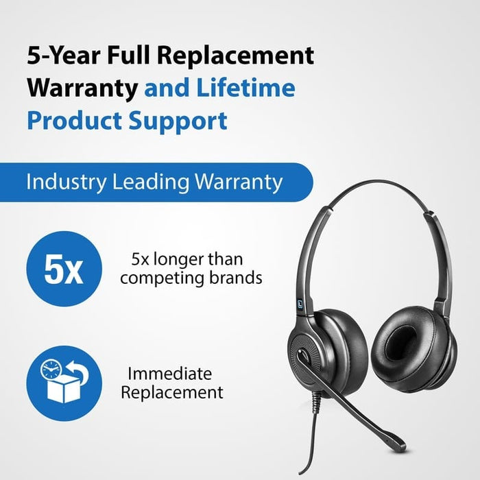 Leitner LH245XL noise canceling call center headset 5 year warranty full replacement