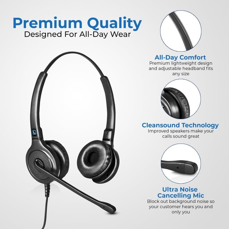 Leitner LH245 home bunble dual-ear headset with mic 2.5mm qd cord