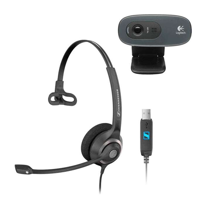 Simply plug your headset & camera into your computer and you're good to go!